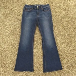 American Eagle Jeans Women's 12 Dark Wash Artist Flare Super Super Stretch Denim
